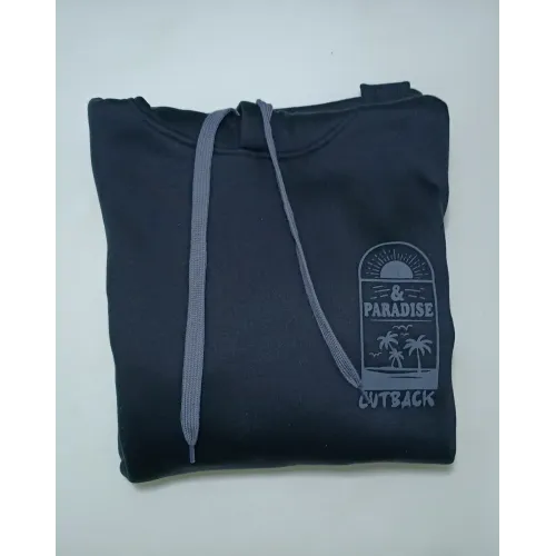Sudadera con Capucha Negra "Cutback & Paradise"